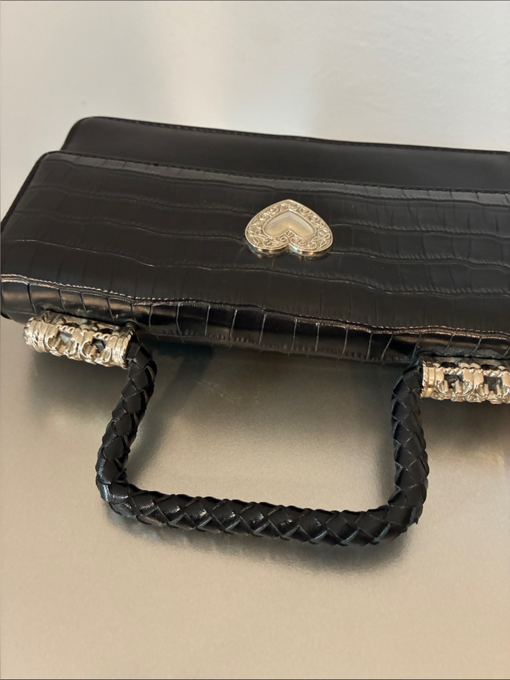 Vintage Brighton black leather croc-embossed handbag - Picture 3 of 4